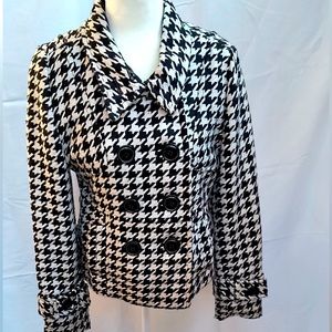 CoffeeShop Vintage Black and White Houndstooth Double Breasted Jac…